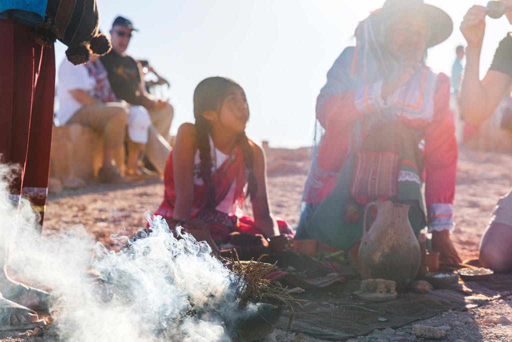 A Pachamama ceremony is one of the unique things to do in the Atacama Desert.