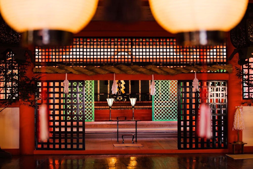 Holy sites like Itsukushima Shrine in Miyajima are popular for hosting a traditional Japanese wedding ceremony.