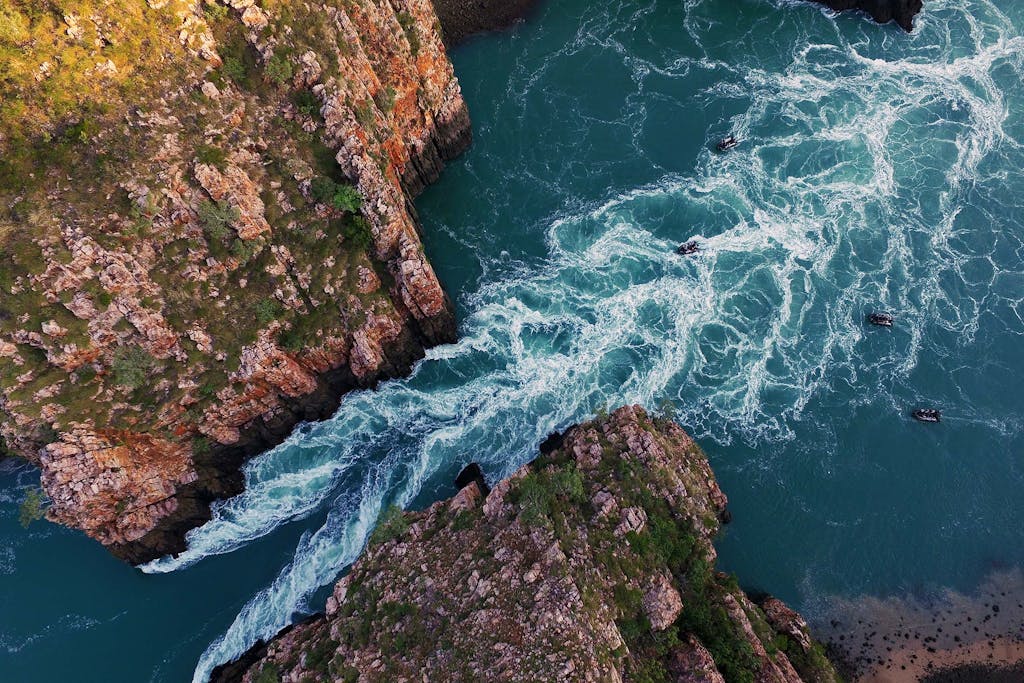 The horizontal waterfalls are one of Kimberley’s landmarks.