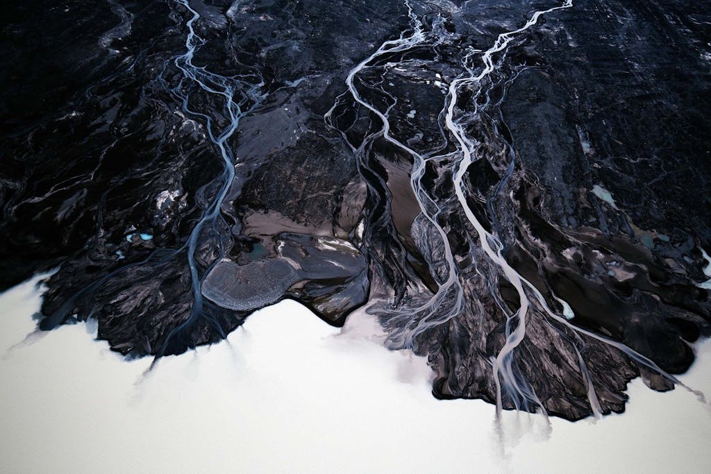 Iceland's braided rivers from above