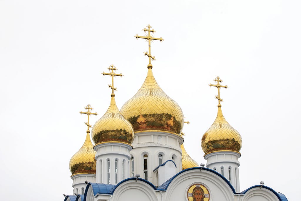 The five points of the Russian Orthodox Cathedral in Petropavlov