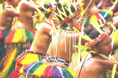 Yapese girl performing tribal dance