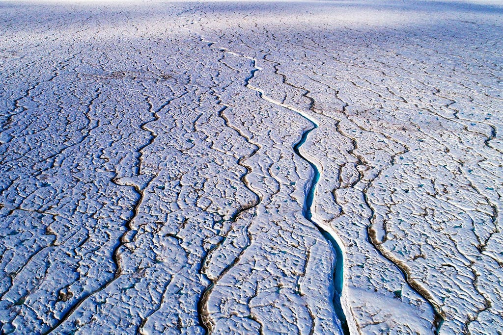 Meltwater channels on Brasvellbreen Glacier
