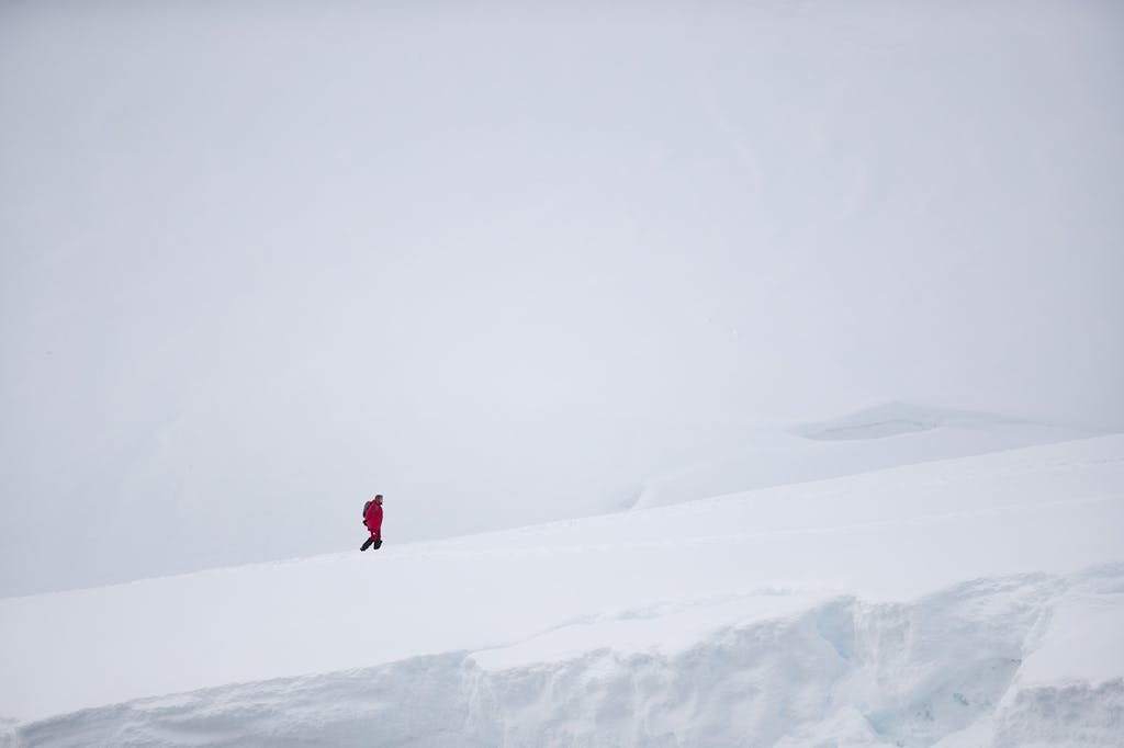 Guest hiking in Antarctica