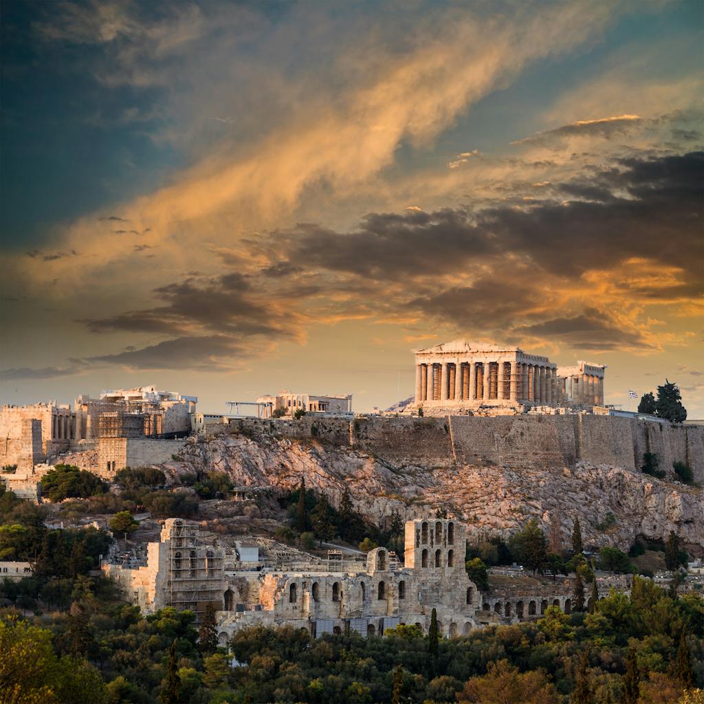 Athenian acropolis at sunset