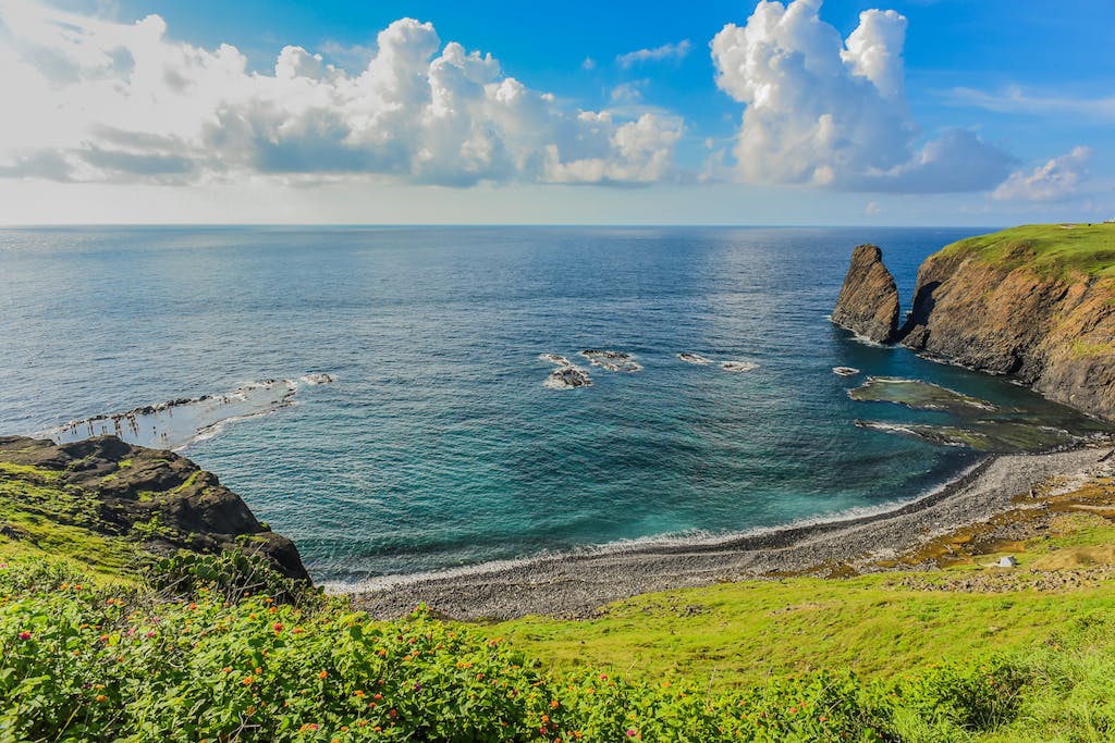 View of the natural wave-cut platform in the shape of Taiwan map, Called Little Taiwan, Chimei, Penghu, Taiwan.