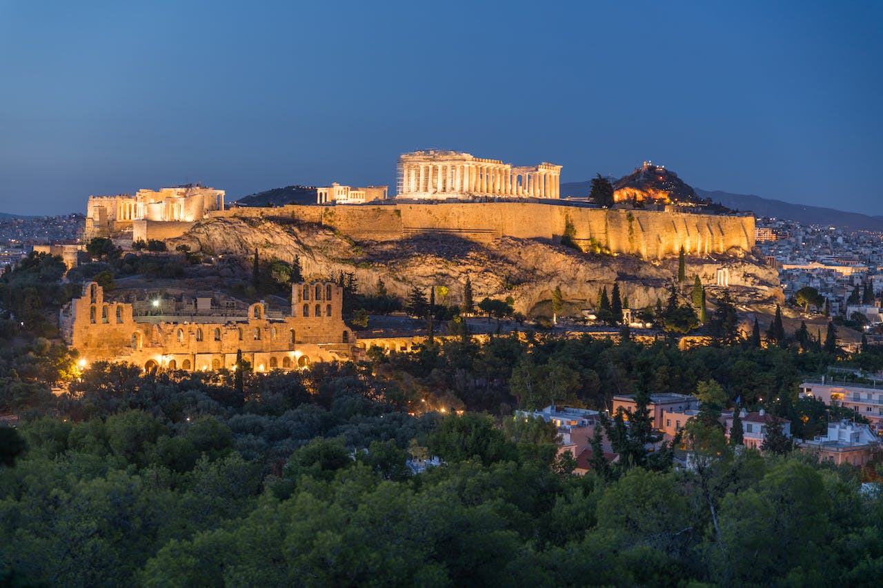 View on the cliffs and the Mediterranean Sea from the Acropolis of