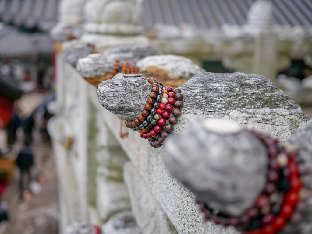 Stone turtles in Hyangiram Temple, one of the attractions of Yeosu.