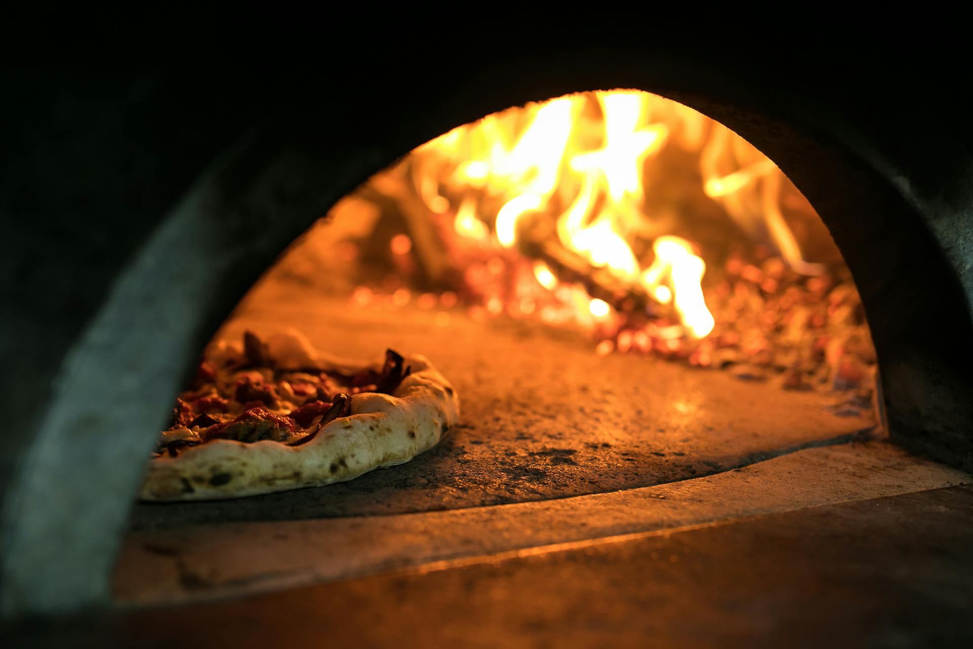 Pizza legend Franco Pepe's wood fired oven, at Pepe in Grani, his restaurant in Caiazzo.