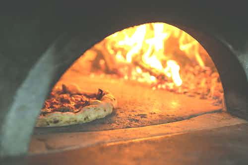 Pizza legend Franco Pepe's wood fired oven, at Pepe in Grani, his restaurant in Caiazzo.