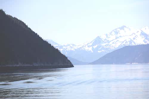 The beautiful ferry ride between Skagway and Haines has gorgeous scenery