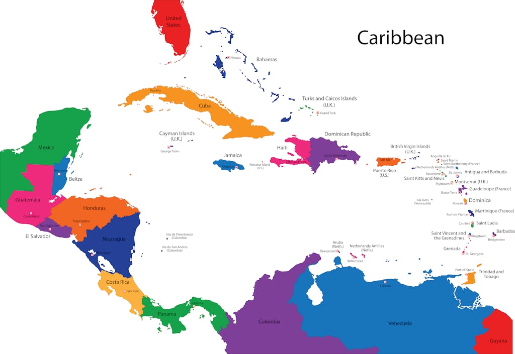 Map of the Caribbean by Shutterstock